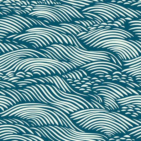Blue and white waves, flat seamless pattern. Vector illustrationのイラスト素材