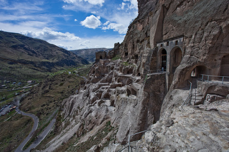 Monastery of Vardzia in Mount Georgia spring of the escapes queen Tamaraの写真素材