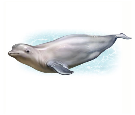 The beluga whale (Delphinapterus leucas), realistic drawing, illustration for the inhabitants of the seas and oceans of the arctic, isolated image on a white backgroundの写真素材