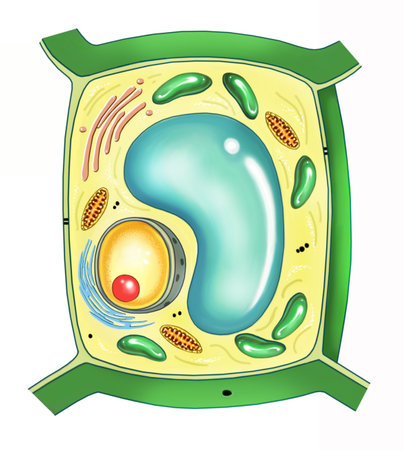 plant cell structure, diagram-illustration, isolated image on a white backgroundの写真素材