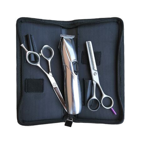 hairdresser tool kit, scissors, machine toolの写真素材