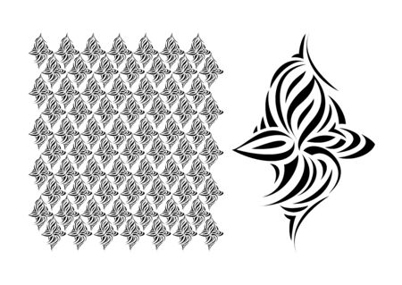on a white background - calligraphic drawing in the form of a stylized flower. the idea is textile, tattoo. smooth curved lines, asymmetric. drawn by hand. doodle styleのイラスト素材
