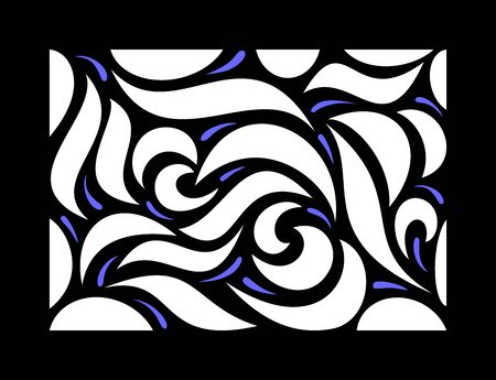 asymmetric pattern - hand drawn. Stylized floral ornament - flowing curved lines, scribbles. the idea is textiles, stained glass. pattern for decor in the interiorのイラスト素材