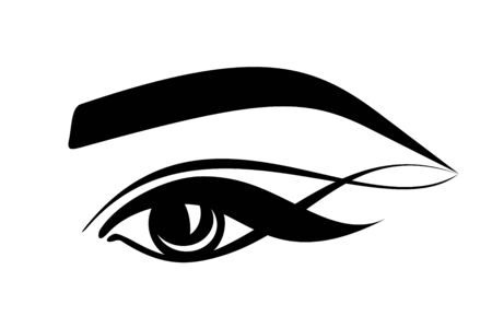eyelashes, eye, eyebrows - stylized logo on a white background. eyesight, cosmetology, beautiful look, tattoo, makeup. black flat icon for beauty salonのイラスト素材
