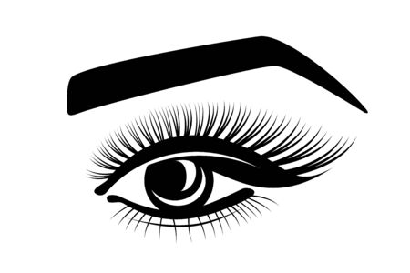 eyelashes, eye, eyebrows - stylized logo on a white background. eyesight, cosmetology, beautiful look, tattoo, makeup. black flat icon for beauty salonのイラスト素材