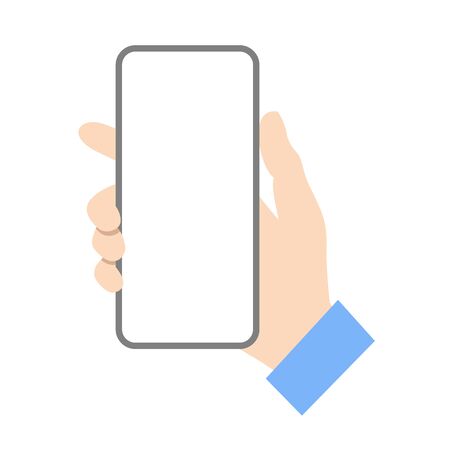 phone in hand, place for text - flat illustration on a white backgroundのイラスト素材