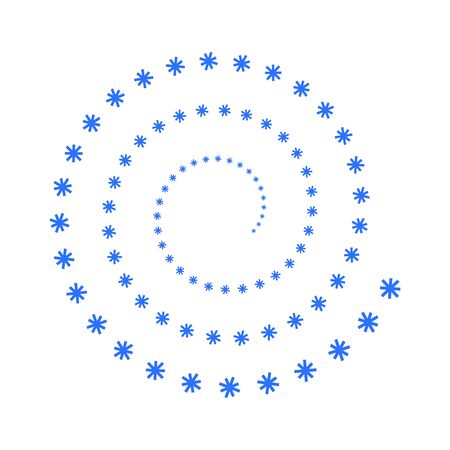 snowflakes arranged in a spiral - illustration on white background, design element. holiday, christmas, new year. helix, snowflakes in a circle. dynamics.のイラスト素材