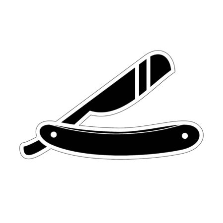 straight razor, cutthroat. barber shop icon. black flat illustration for barber, isolated white background.のイラスト素材