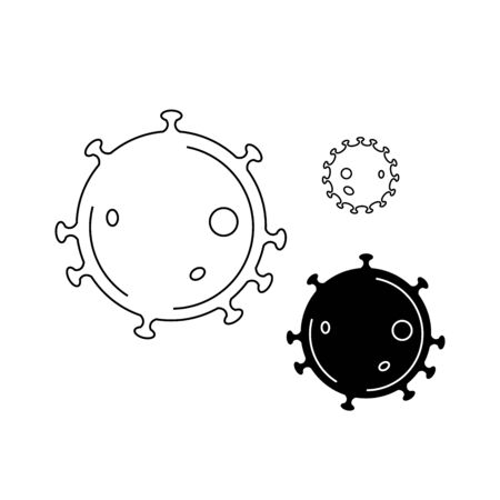 virus - black and white vector illustration on a white background. coronavirus.のイラスト素材