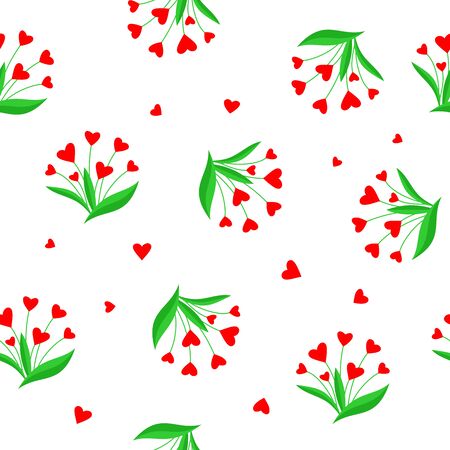 vase with hearts - vector illustration on a white background for the holiday valentine s day. valentine s day - flowers in the form of hearts. love. bouquet.のイラスト素材