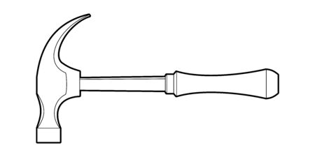 hammer pulling nails - black and white illustration. locksmith tool - coloringのイラスト素材