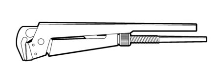 gas key - flat illustration on a white background, coloring book. hand tools for pipes, sewers, repairsのイラスト素材