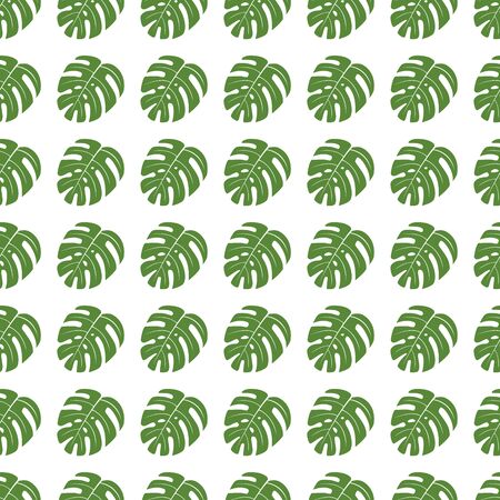 Monstera - seamless texture of green leaves. textileのイラスト素材