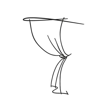 curtain - linear vector sketch isolate. curtain for a window - hand-drawn illustration. textile, fabric for interior designのイラスト素材