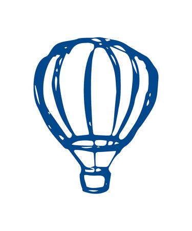 hot air balloon - flat stylized illustration on a white background. Doodle style air transport. concept - tourism, travel.のイラスト素材