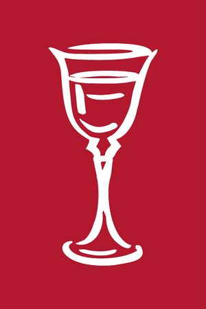 glass - a stylized drawing. wineglass - color doodle illustration in a flat style. glass - logo. glassware for alcoholic beverages. bar, restaurantのイラスト素材