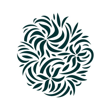 stylized flowers in a flat style. Pattern for interior decoration, furniture and fabric. asymmetrical ornament of wavy lines. hand drawn patterns isolated on white backgroundのイラスト素材