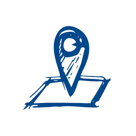 geolocation, place on the map - sketch. navigation - illustration on a white backgroundのイラスト素材