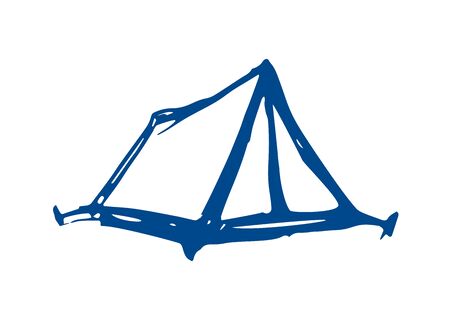 tent - sketch, flat illustration on a white background. Overnight in the forest. tourism.のイラスト素材