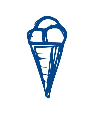 ice cream - doodle sketch. food - flat illustration. cooling summer dessert.のイラスト素材