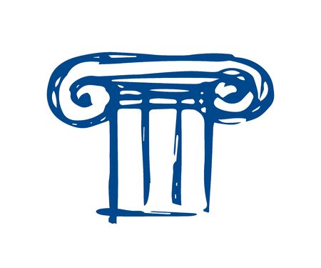 Greek architecture is a column. sketch on a white background. Greece - flat logo.のイラスト素材