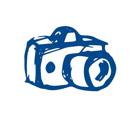 camera - doodle sketch, flat illustration on white background. photo equipment.のイラスト素材