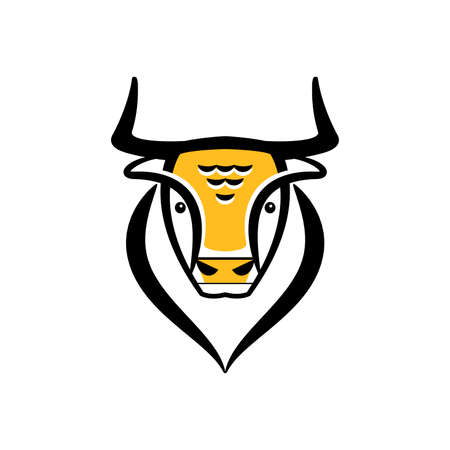 stylized bull on a white background - a symbol of 2021. Eastern calendar. stylized animalのイラスト素材