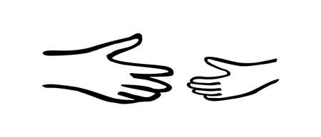 Vector illustration af two hands reaching for each otherのイラスト素材