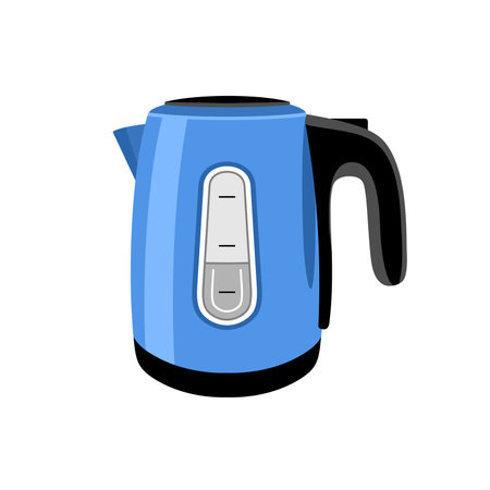 A shiny electric kettle isolated against a white background.のイラスト素材