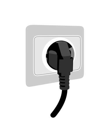 Electric plug and socket on a wall. Vector illustrationのイラスト素材
