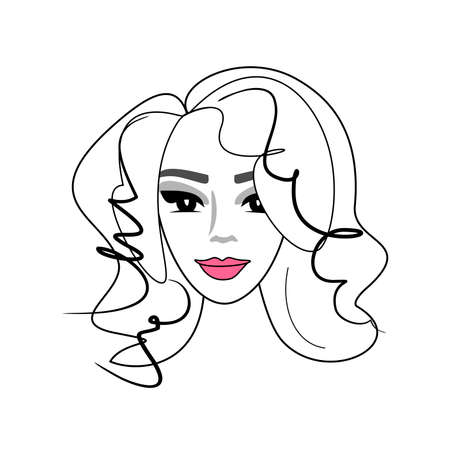 Young woman face - vector illustration isolated on white background.のイラスト素材