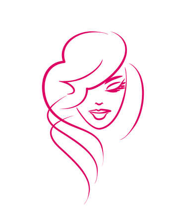face of a beautiful girl . Beauty salon, hairstyleのイラスト素材