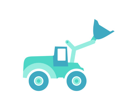 Excavator for construction vector digger or bulldozer excavating with shovel and excavation...