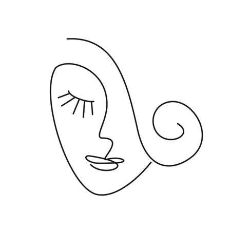 girl logo one line on white backgroundのイラスト素材