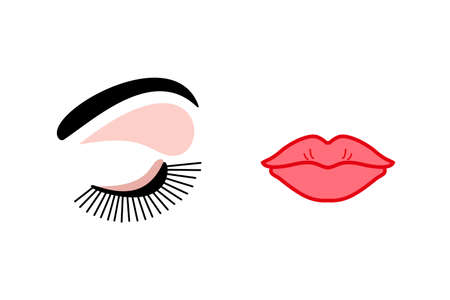 eyelashes and lips. makeup logo on white backgroundのイラスト素材