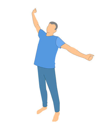 man waving his arms. man silhouette. pull up in the morning. morning work-outのイラスト素材