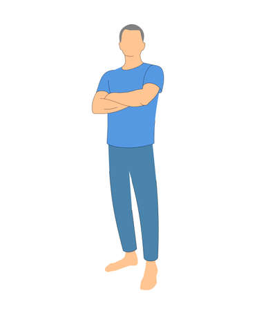 man with crossed arms on white backgroundのイラスト素材
