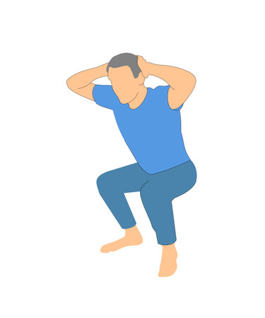 man squatting vector illustration on white background.のイラスト素材