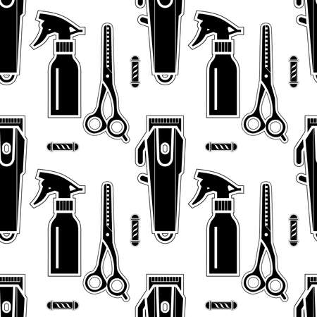 barber set seamless pattern clipper scissors mens salon.のイラスト素材