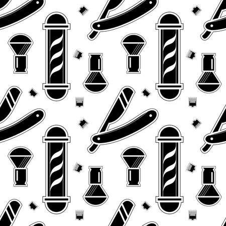 barber set seamless pattern straight razor brutal.のイラスト素材