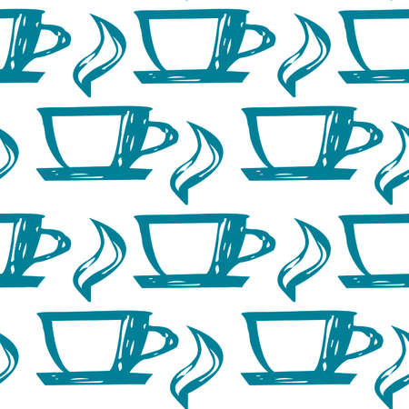 cup of coffee tea hot seamless pattern sketch for kitchen drinksのイラスト素材