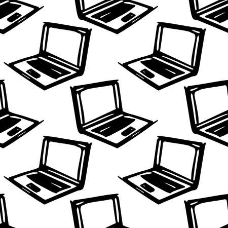 laptop computer seamless pattern for business outlineのイラスト素材
