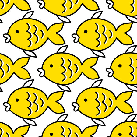 goldfish cartoon seamless color childrens background repeatのイラスト素材