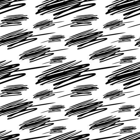 doodle handwriting seamless pattern black and white vectorのイラスト素材