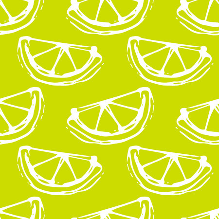 lemon lime citrus seamless colored background slice vitamin outlineのイラスト素材