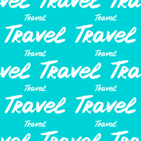 travel lettering marker words seamless colored backgroundのイラスト素材