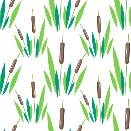 reed swamp plant river seamless colored background cartoonのイラスト素材