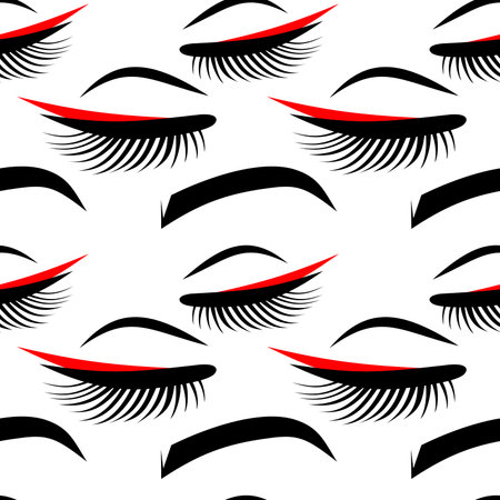 eyelashes eyes makeup tattoo seamless colored background for beauty salonのイラスト素材