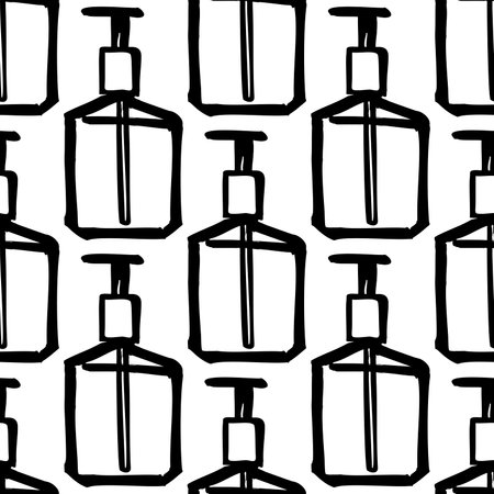 disinfection prevention bottle dispenser coronavirus protection seamless patternのイラスト素材