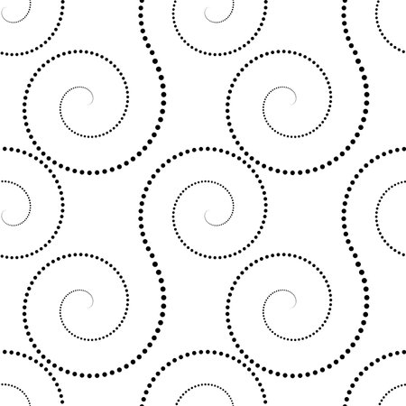 spiral circles seamless vector background for fabric black and whiteのイラスト素材